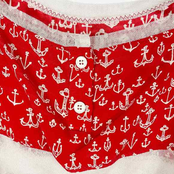 Sea New York Silk Top Red Anchor Print Cami Nautical Mesh Tank Sleeveless Sz XS - Picture 8 of 8